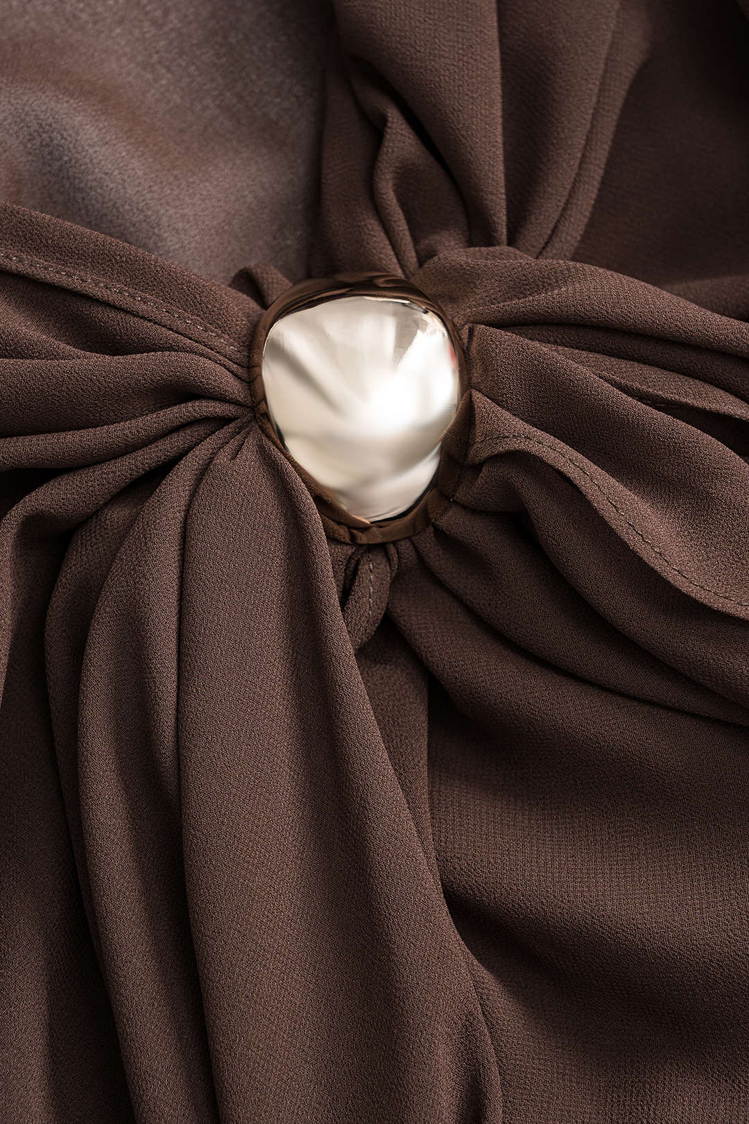 Metallic Chiffon High-Waist Ruched Skirt