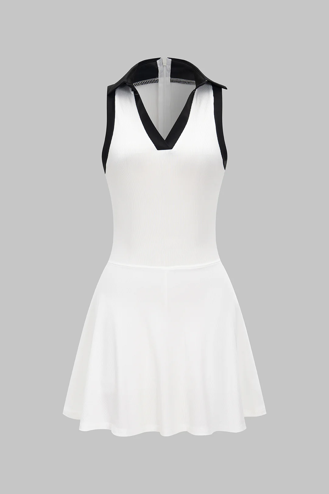 Zipper V-Neck Sleeveless Mini Dress