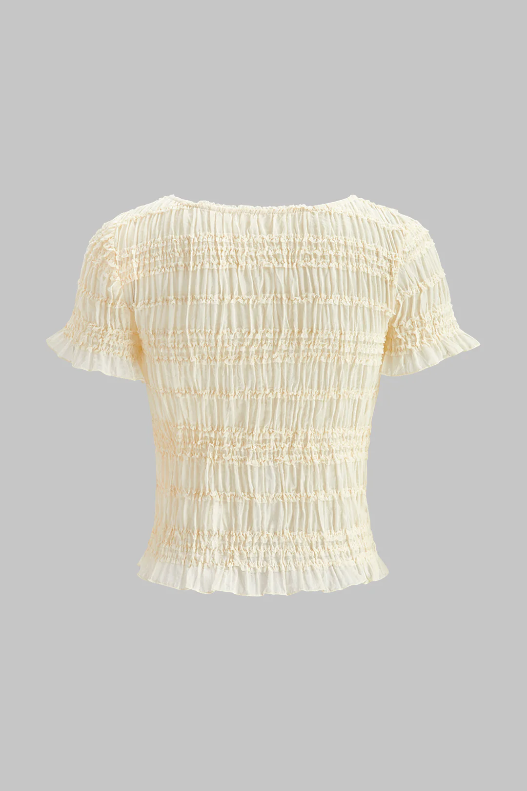 Chiffon Shirred Ruched Short-Sleeve Top And Skirt Set