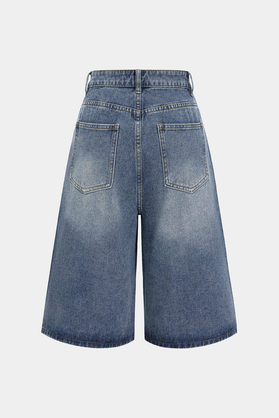 Asymmetrical Button Denim Shorts