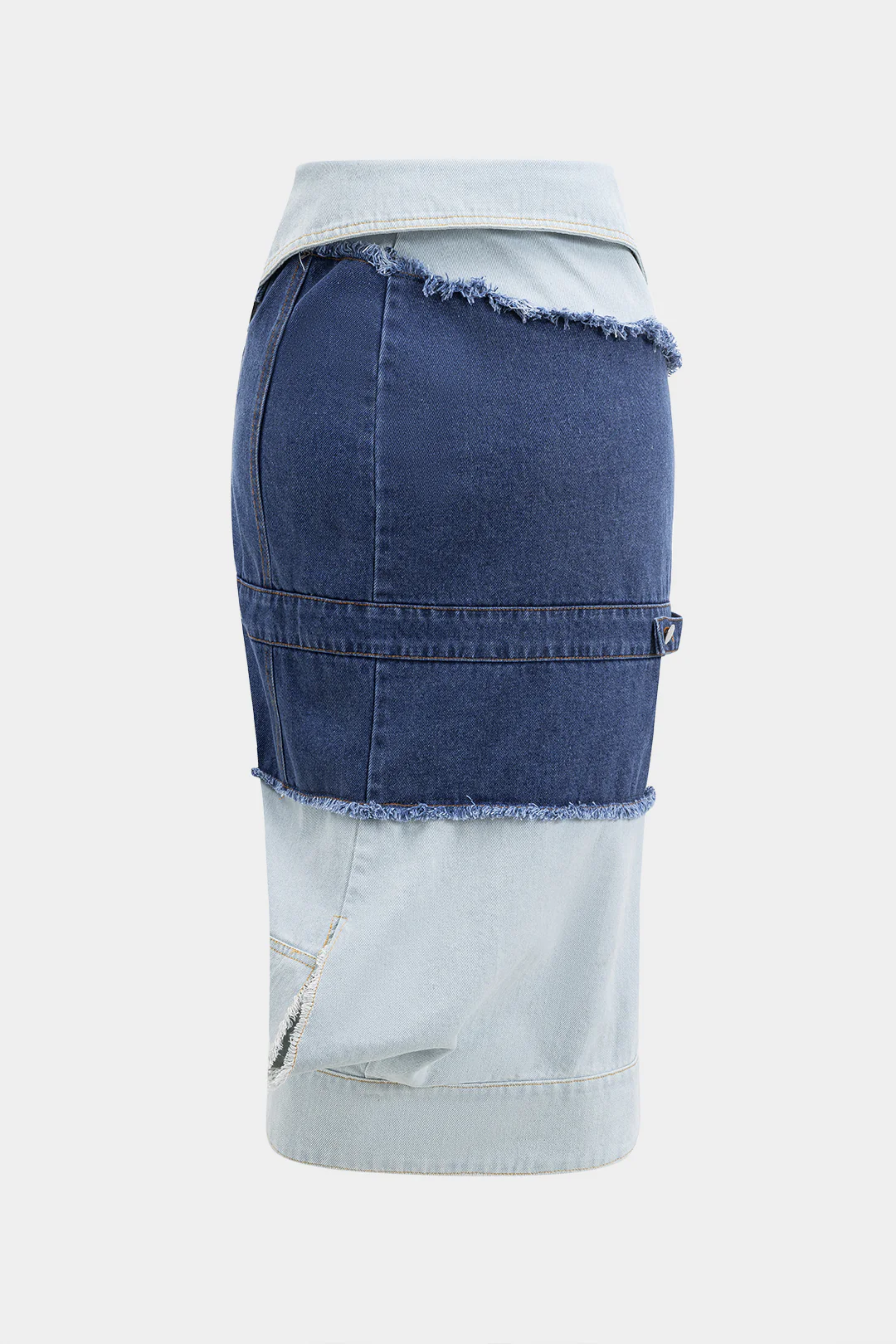 Contrasting Denim Patchwork Buttoned Skirt