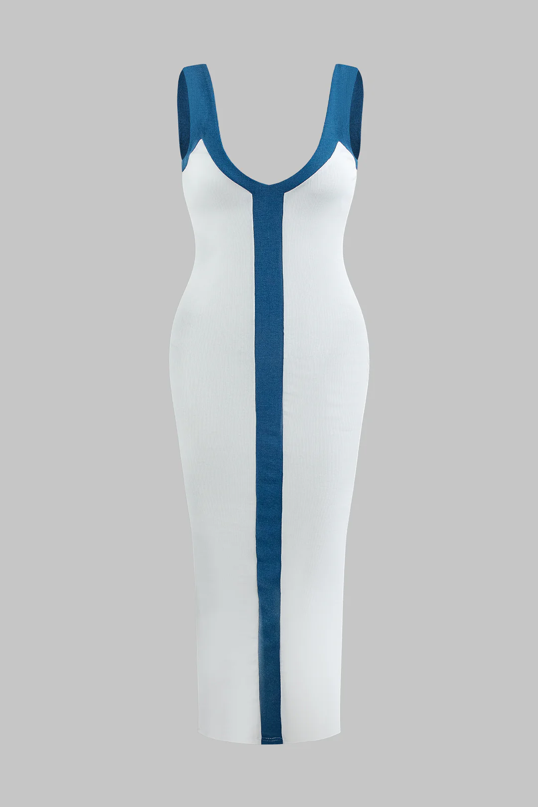 Plus Size Contrast Sleeveless V-Neck Mid-Length Dress