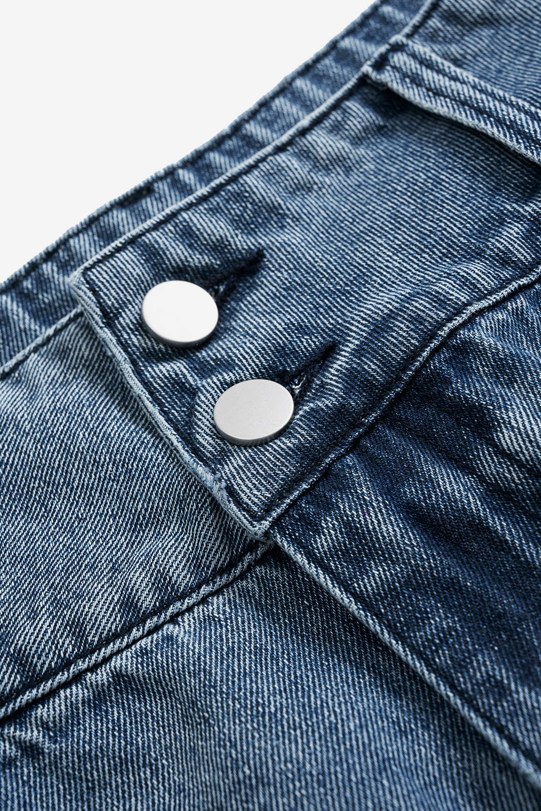 Button Ruched High Waist Lantern Denim Jeans