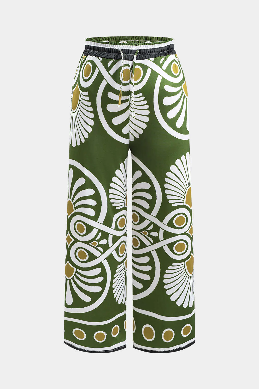Abstract Pattern Drawstring Wide-Leg Trousers