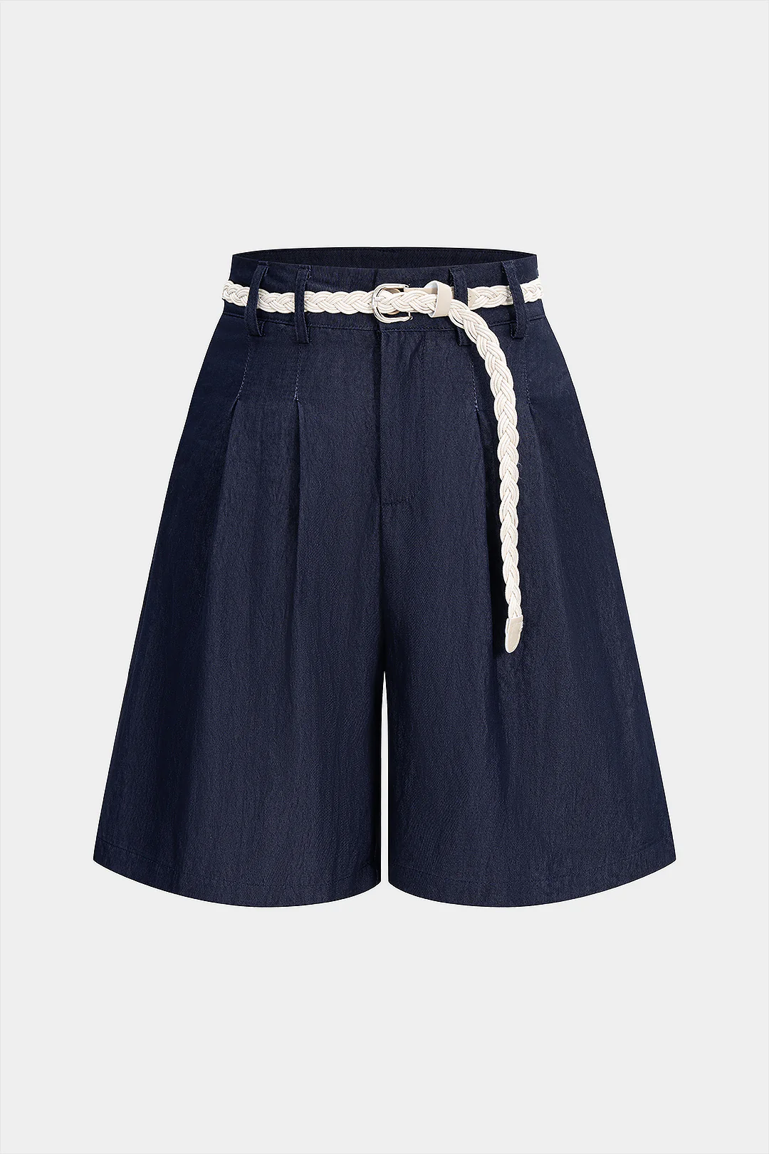 High Waist Ruched Belted Shorts