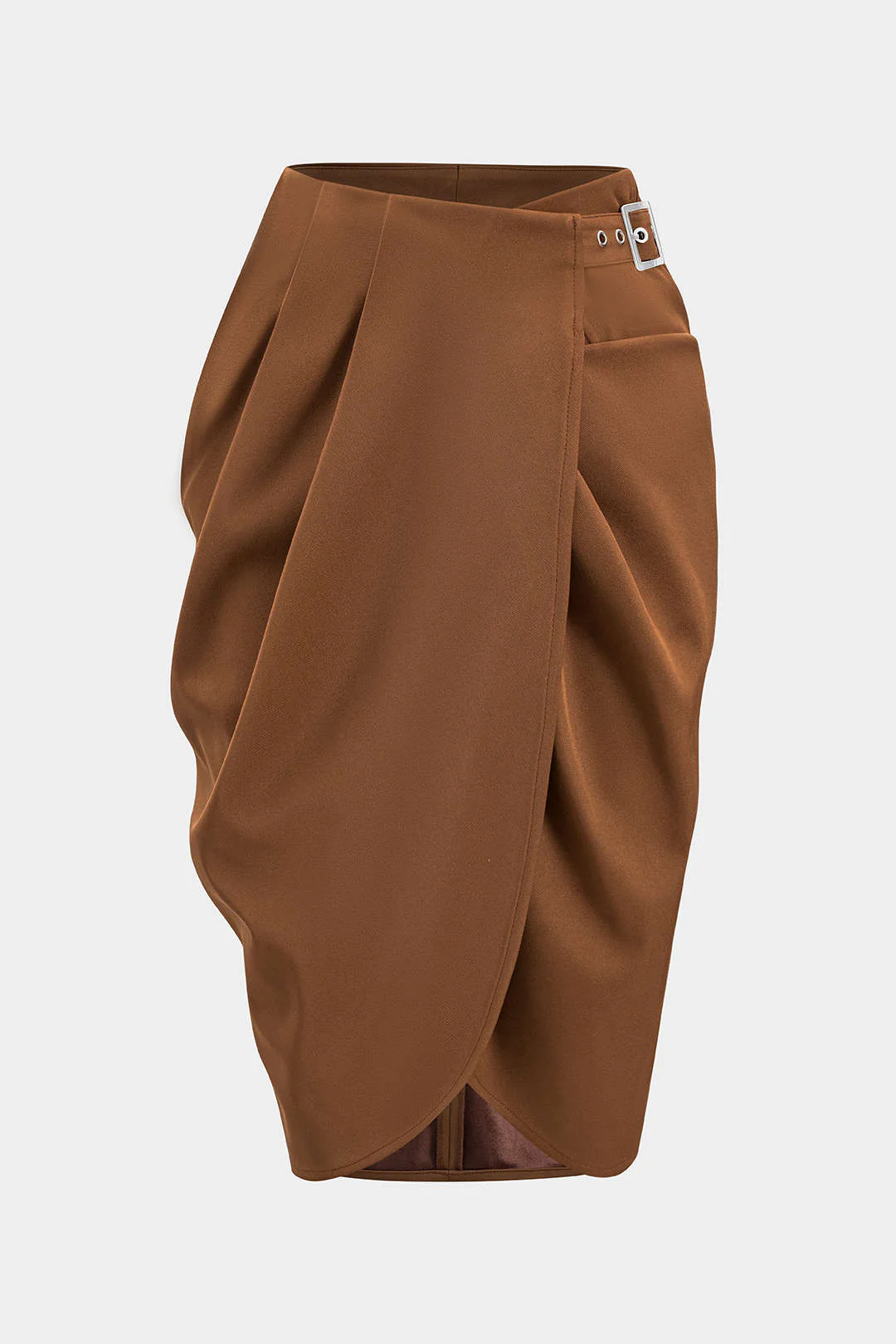 Asymmetry Belt Ruched Midi Skirt