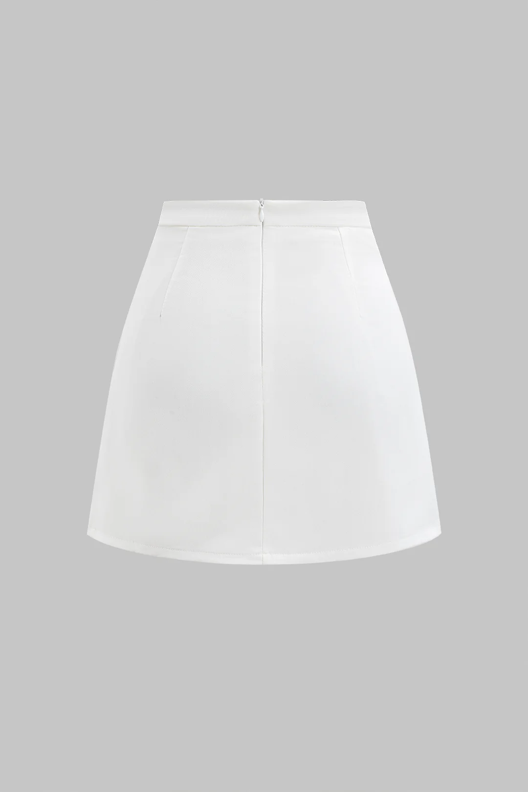 High-Waisted Button-Detailed Zipper Skirt