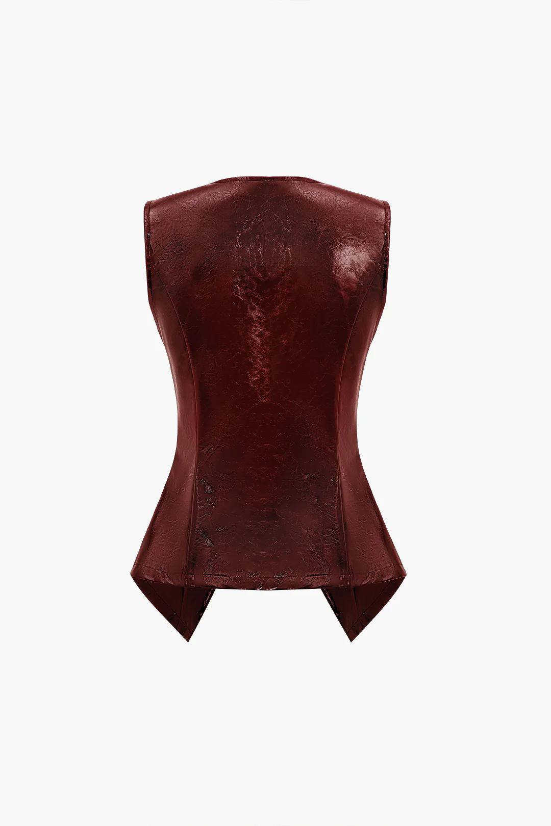 Solid Faux Leather Buttoned Vest