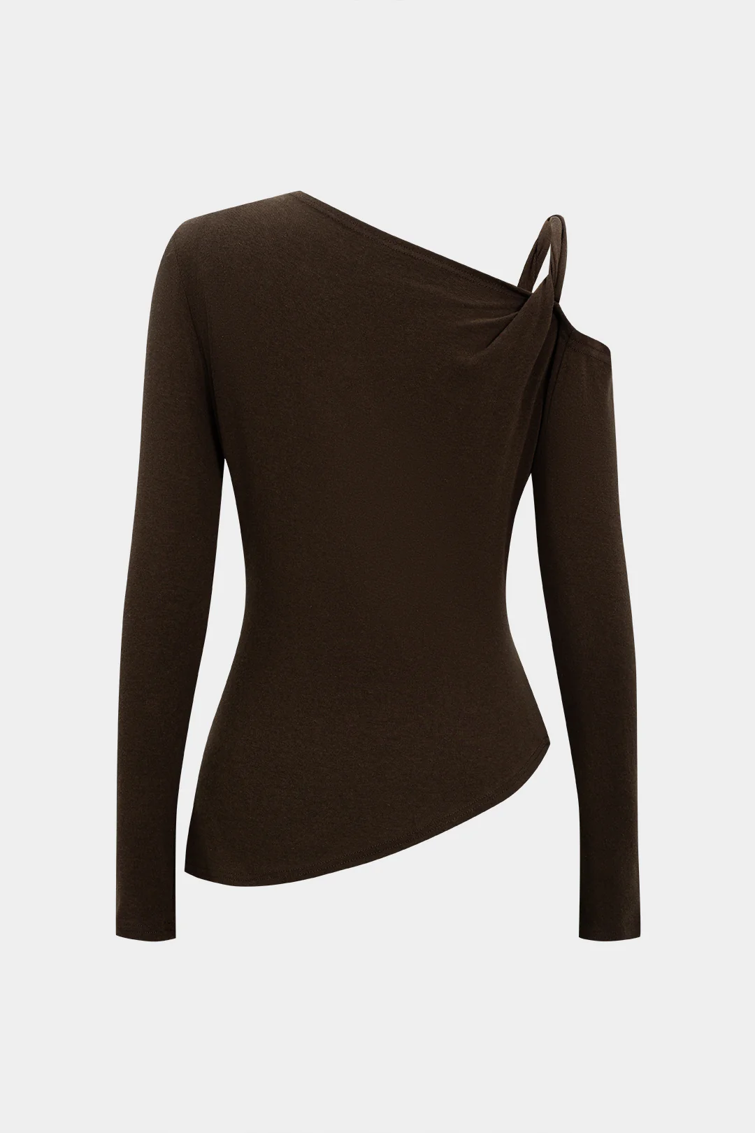 Asymmetrical Neck Ruched Long-Sleeve Top