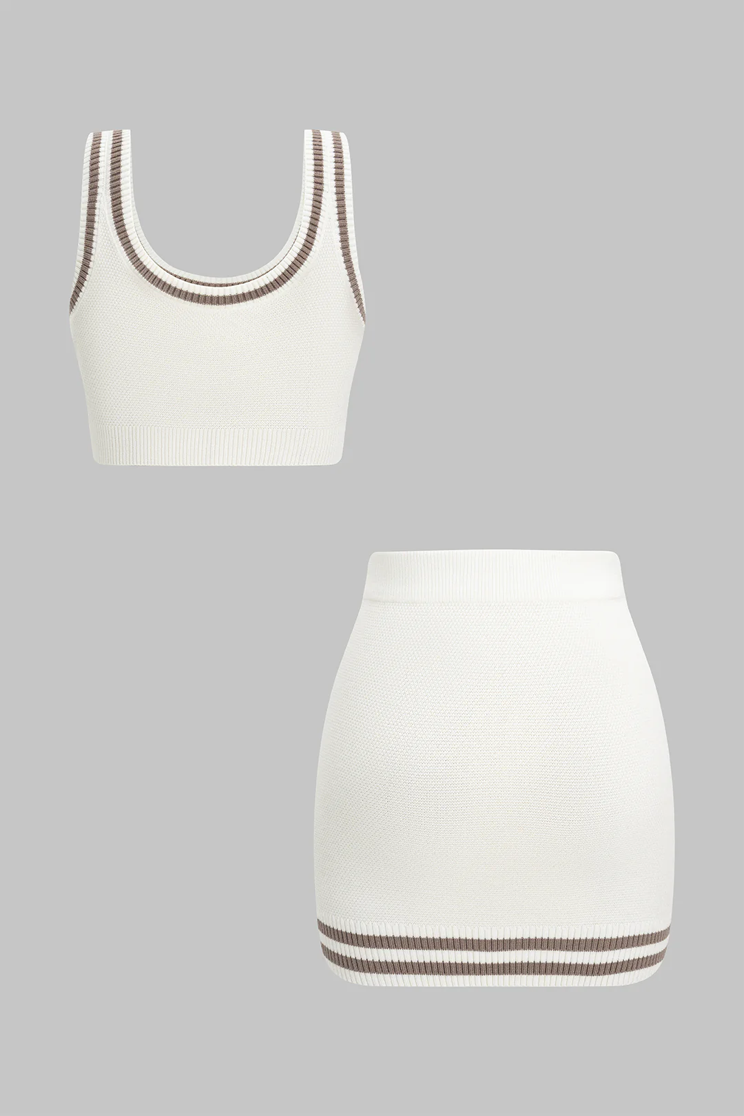 Contrasting Knit Camisole Top and Shorts Set