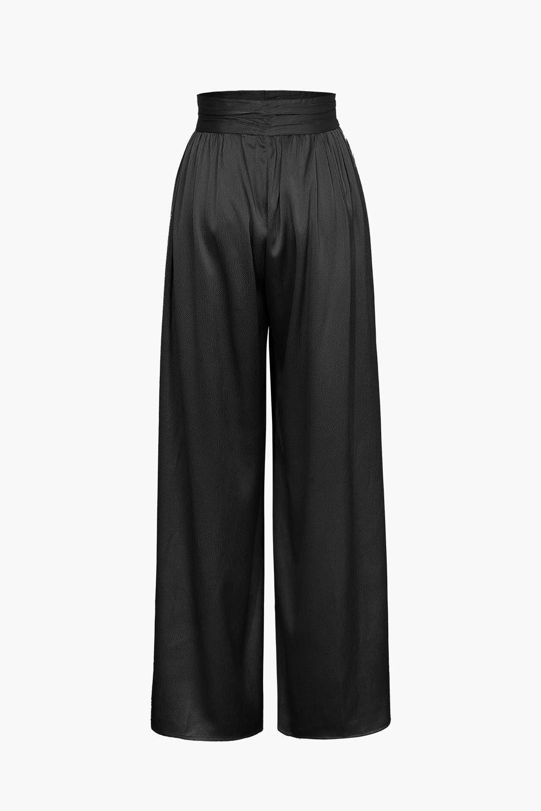 Simple Heavy Satin High-Waisted Wide-Leg Trousers