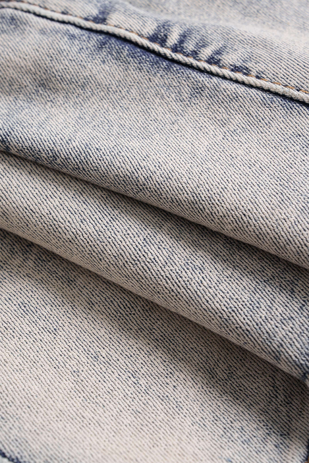 Washed Denim Patchwork Zipper Skirt