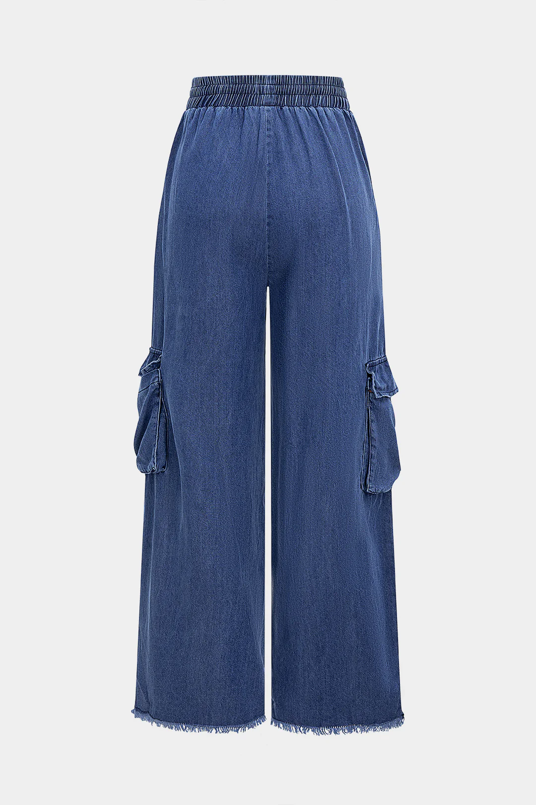 Denim Drawstring Pocket Straight Leg Jeans