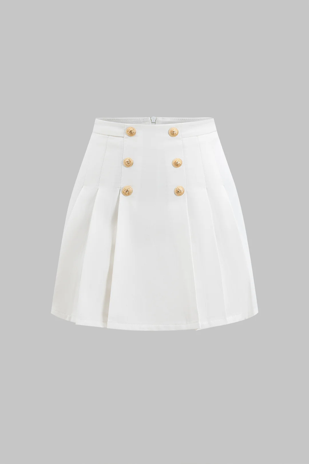 High-Waisted Button-Detailed Zipper Skirt