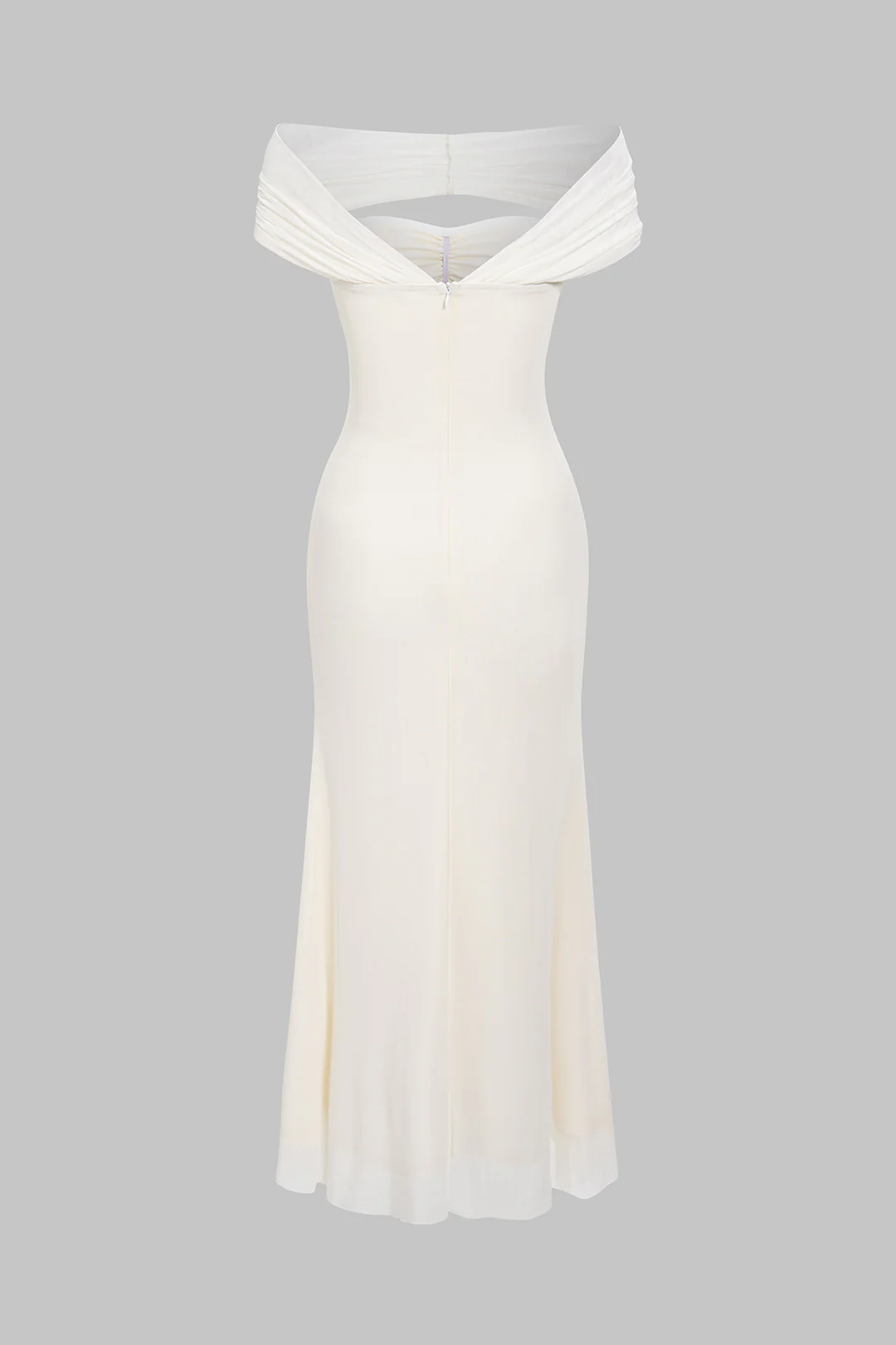 Off-the-Shoulder Mesh Patchwork Metallic Knotted Long Dress