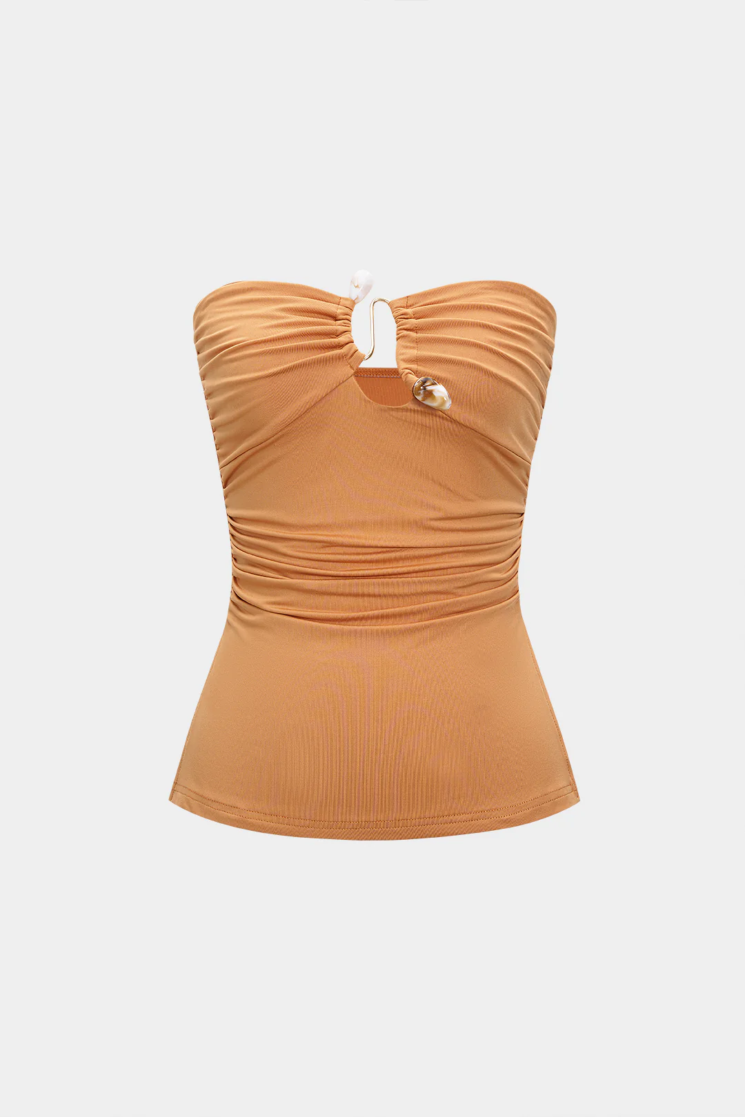 Metallic Kontted Ruched Strapless Tube Top