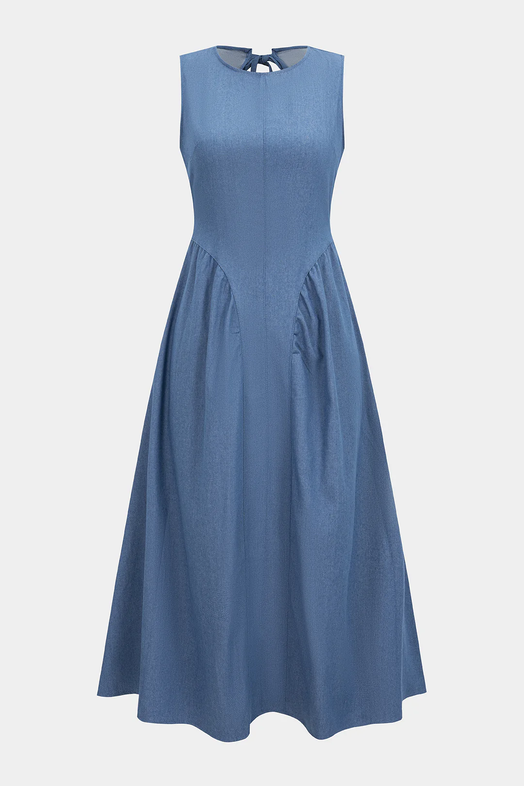 Sleeveless Zipper Backless Tie Back Denim Dress