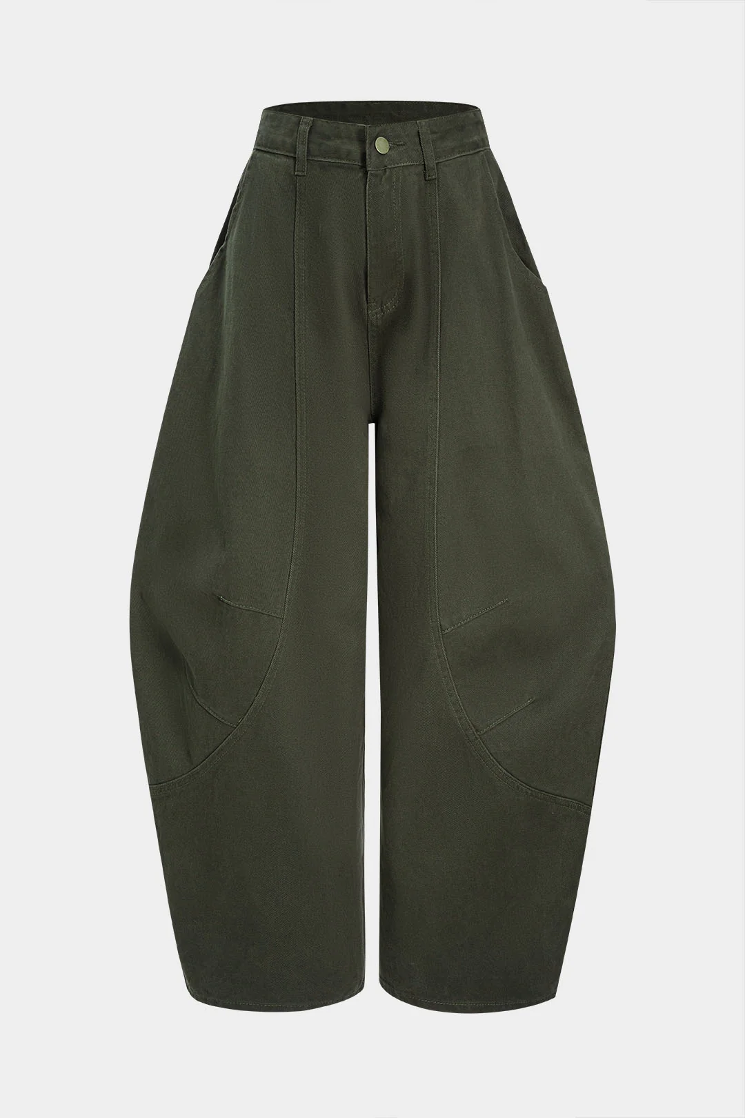 Denim Ruched Barrel-Style Jeans