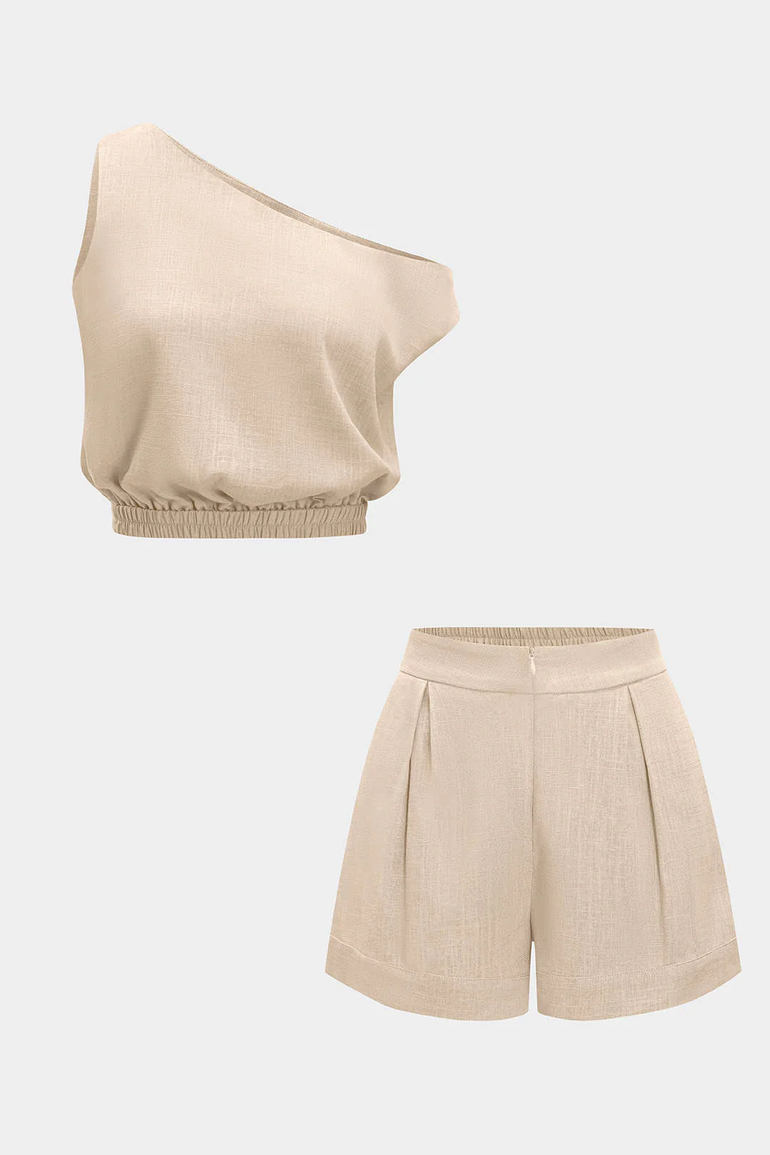 Linen Asymmetric Top and Shorts Set