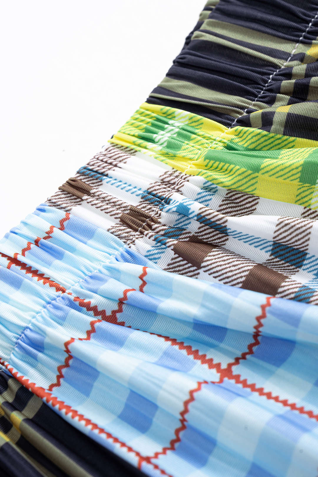 Plaid Contrast Print High-Waisted Skirt