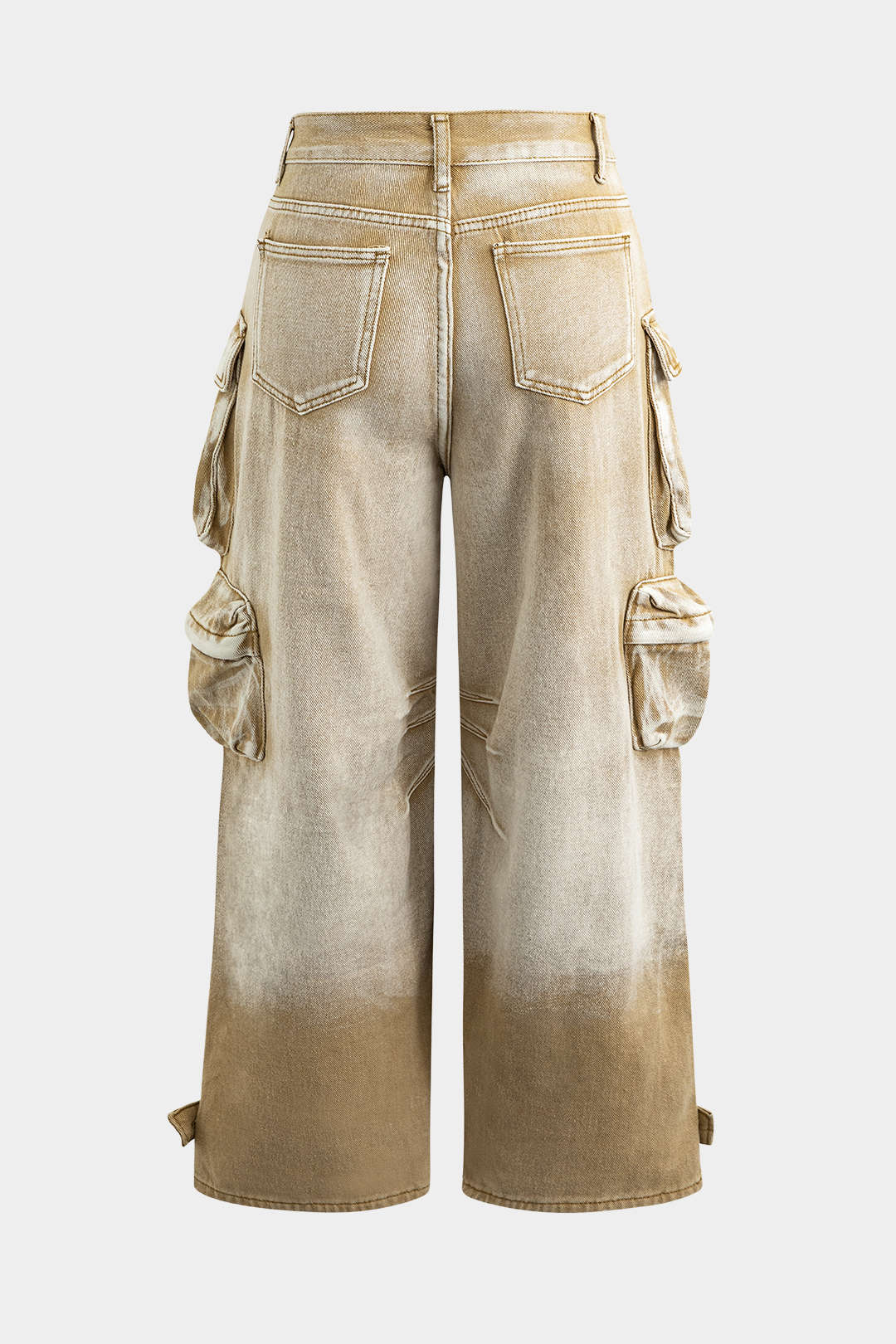 Plus Size Denim Button Flap Pocket Wide Leg Jeans