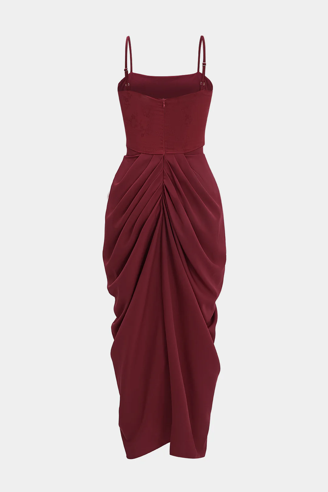 Satin Ruched Sleeveless Maxi Slip Dress