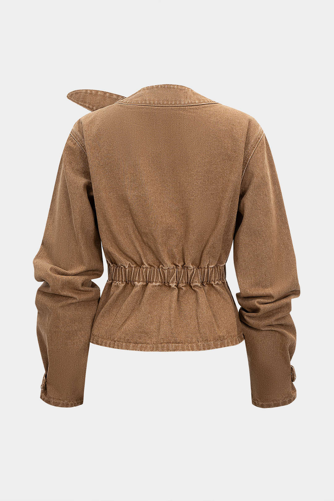 Denim Ruched Long-Sleeve Top