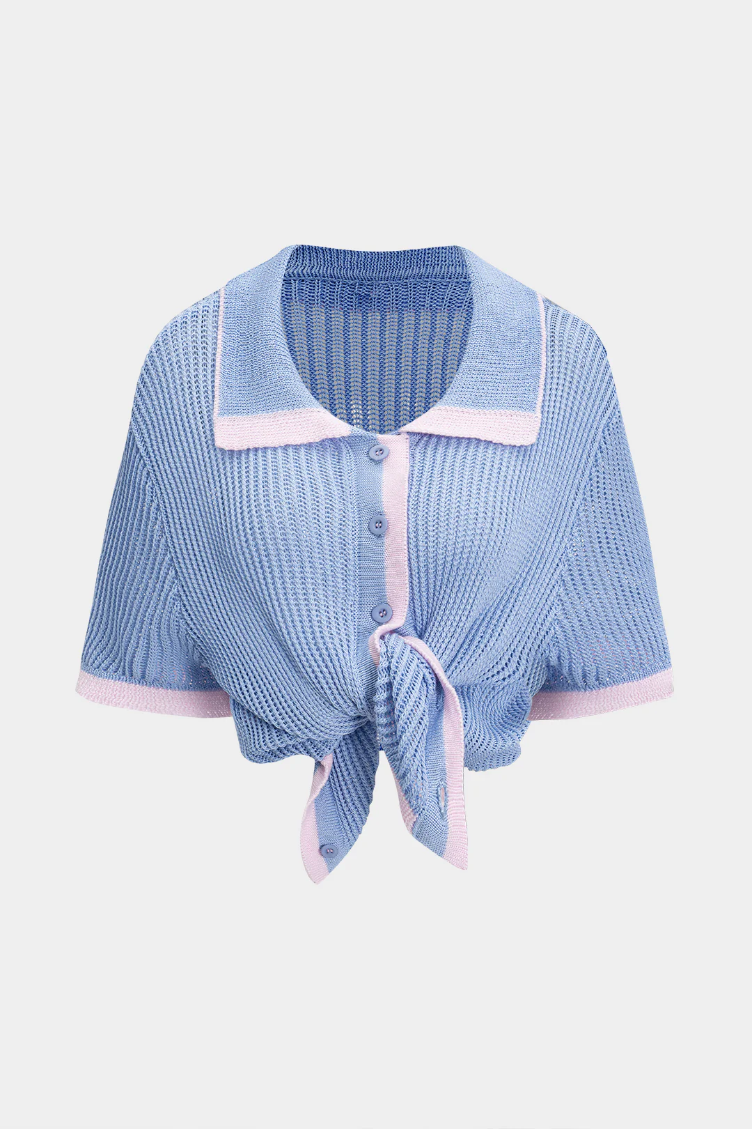 Knit Button Short-Sleeve Top