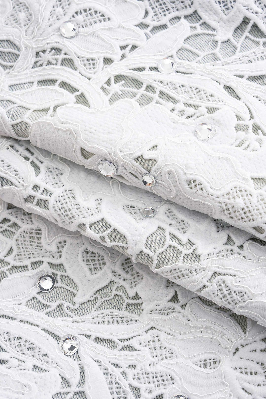 High Waist Lace Patchwork Denim Skirt