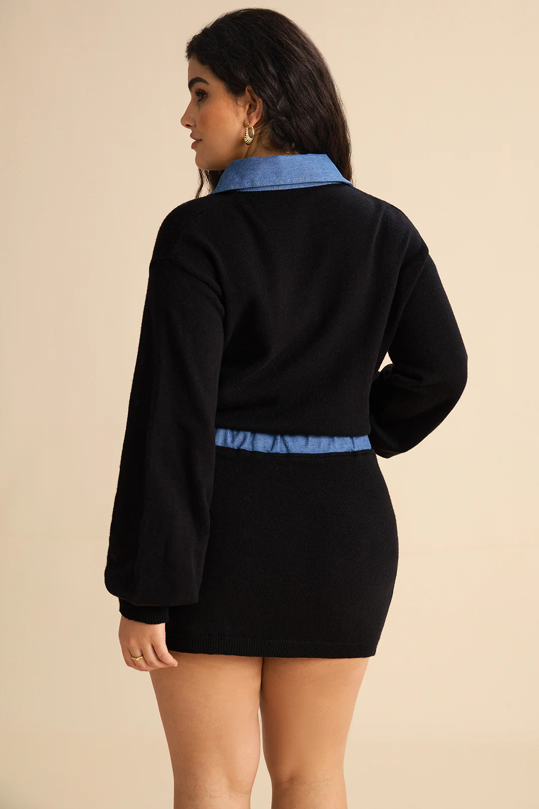 Plus Size Knit High Waist Patchwork Skirt