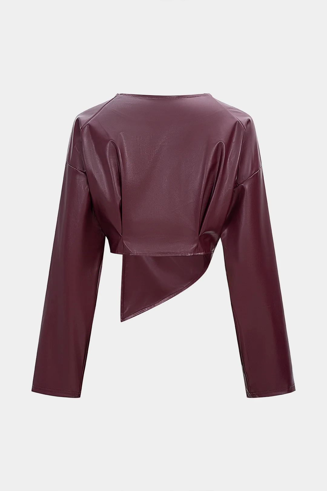 Faux Leather Notched Lapel Jacket