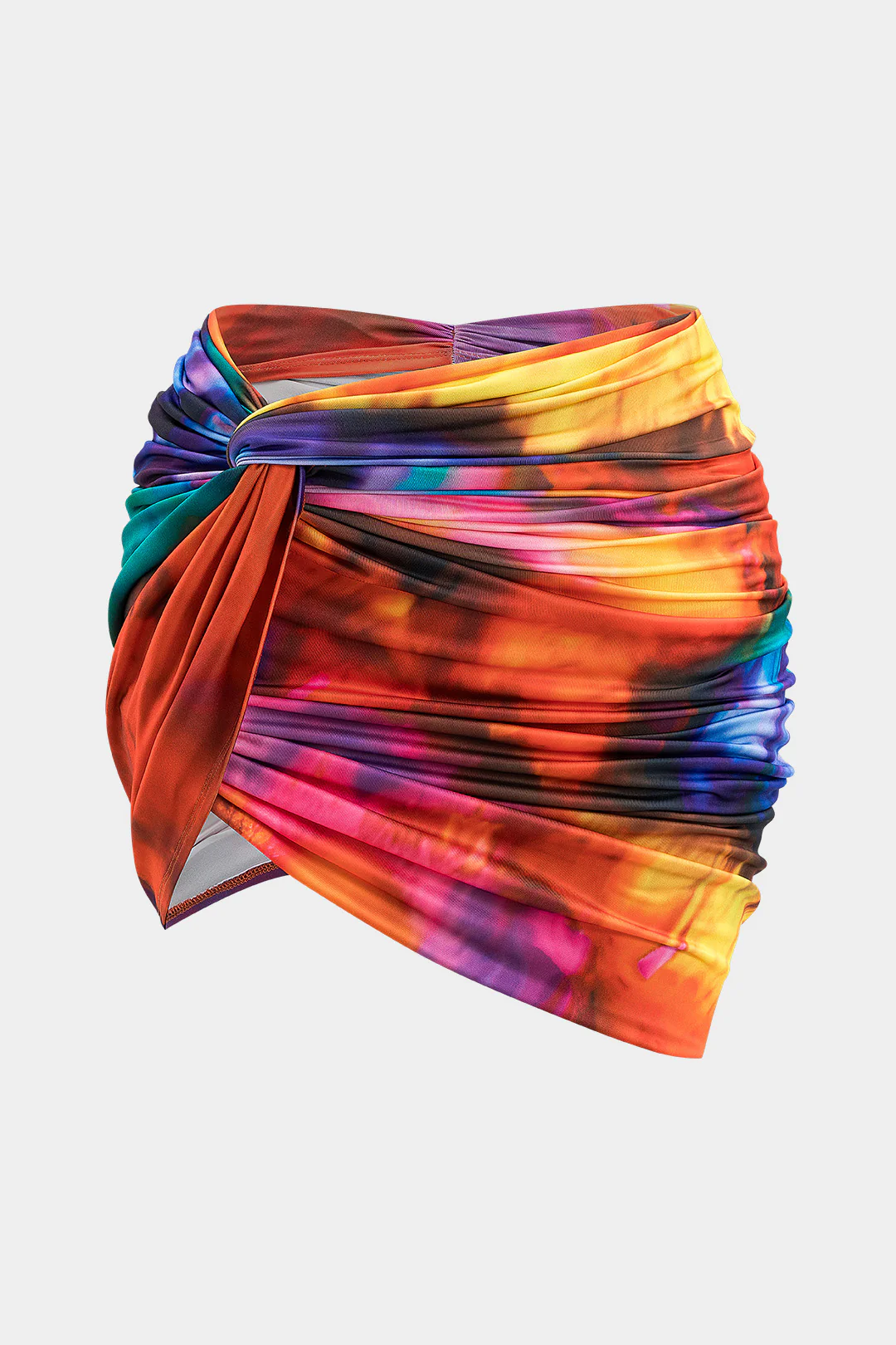 Plus Size Tie-Dye Printed Ruched Knot Skirt