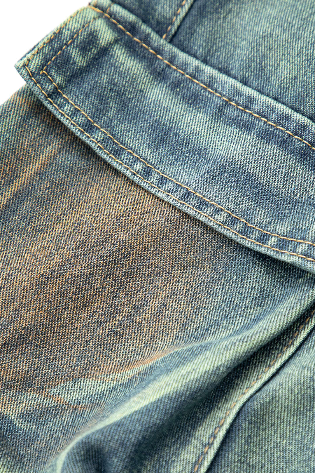 Stained Multi - Pocket Straight - Leg Cargo Jeans