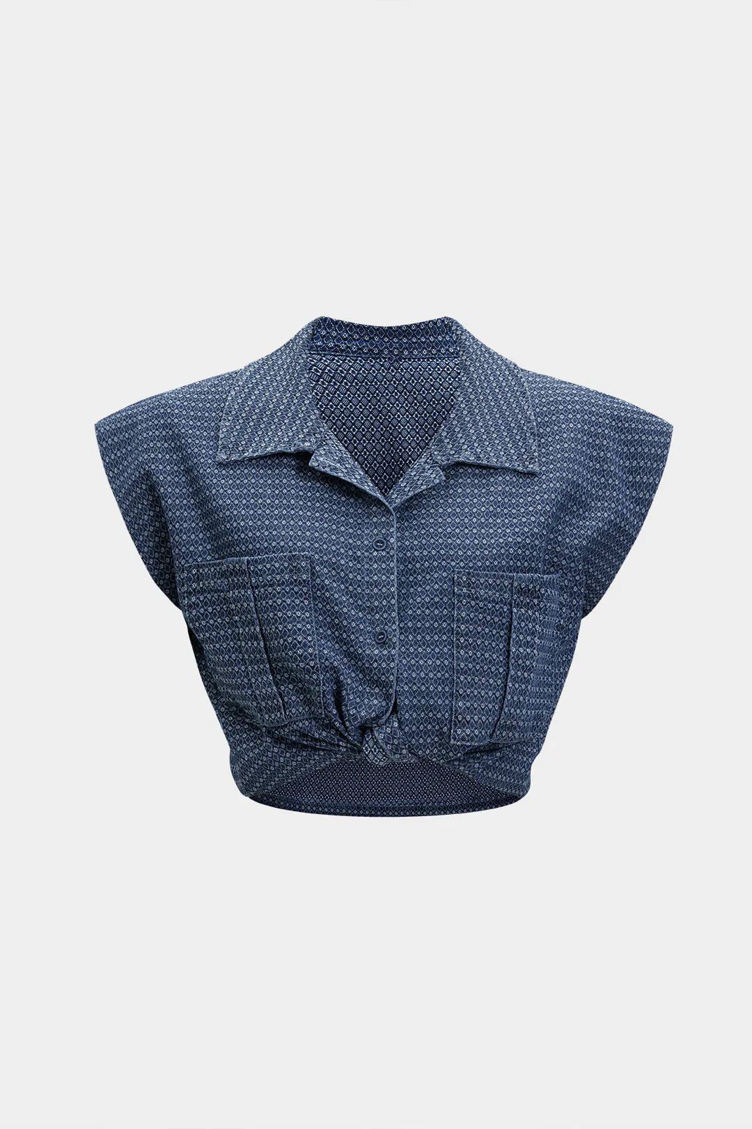 Denim Button Pocket Short-Sleeve Shirt