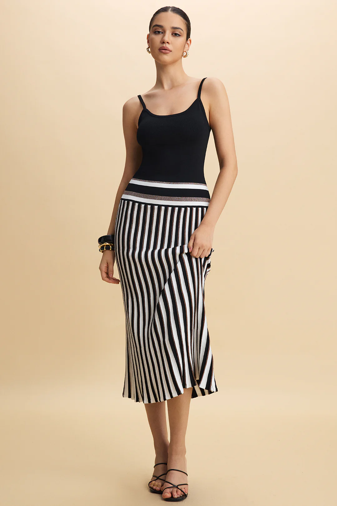 Knit Contrast Slip Sleeveless Dress