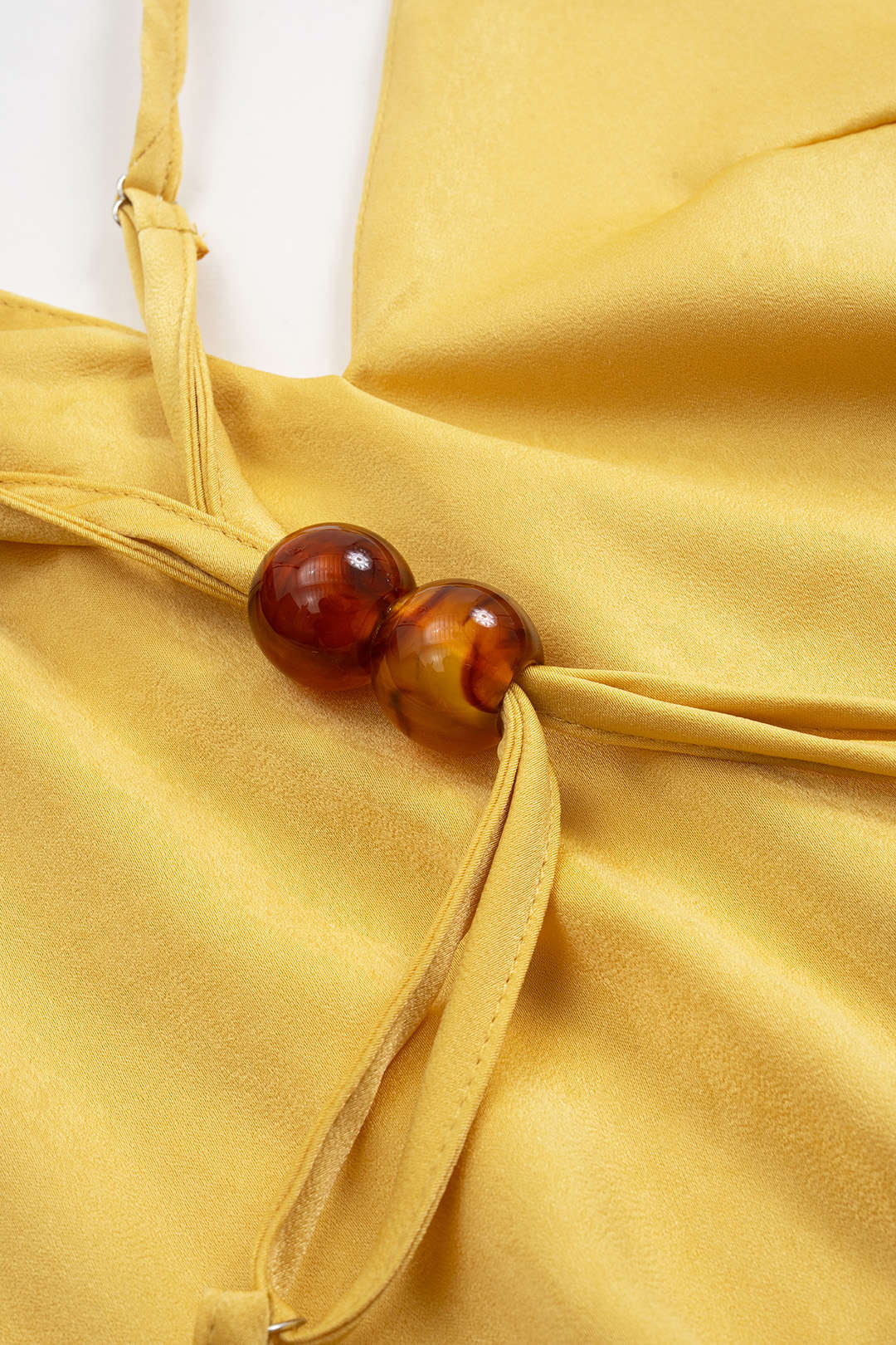 Satin Backless V-Neck Beaded Sleeveless Maxi Dress