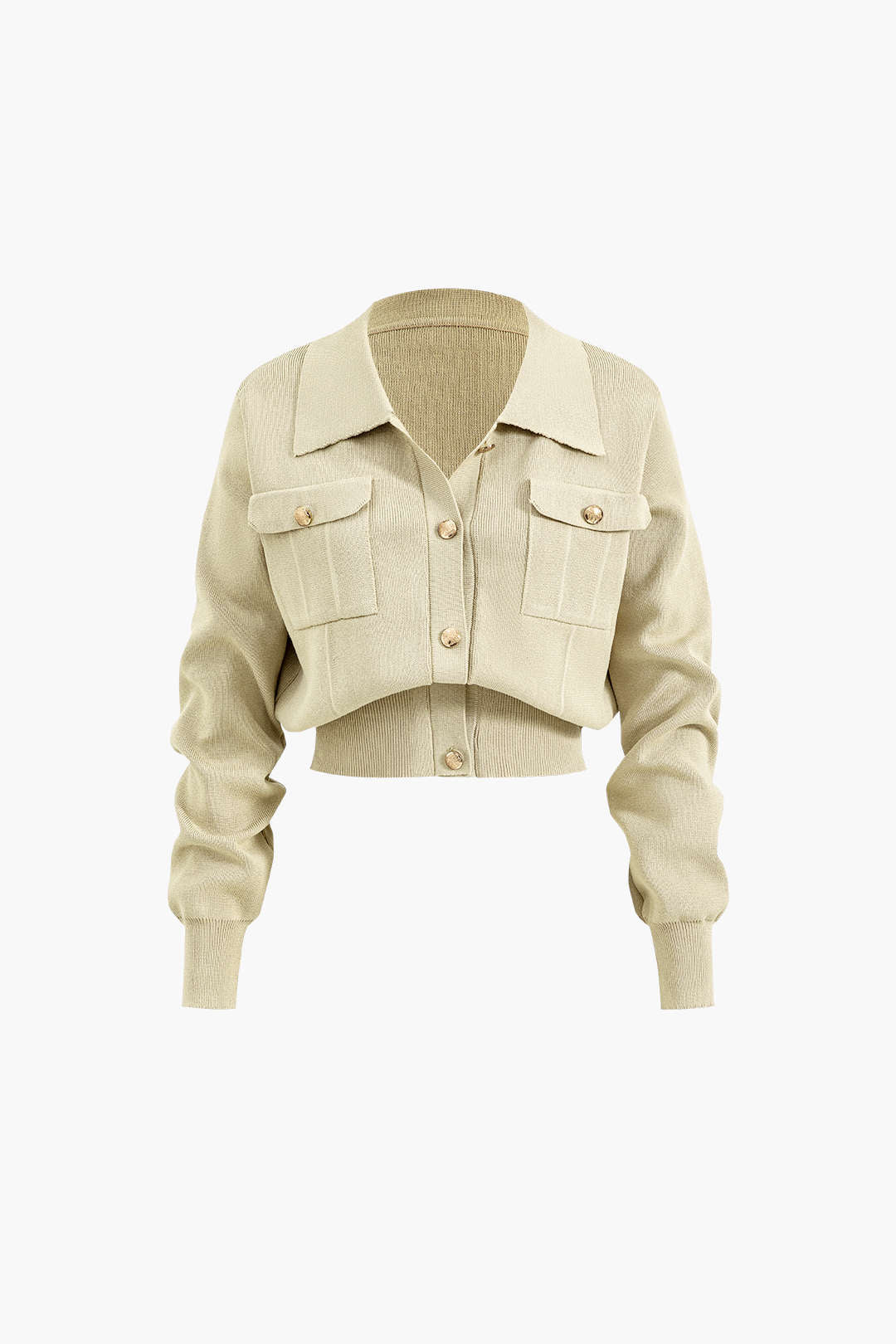 Cropped Button-Up Knit Top and Maxi Skirt Ensemble