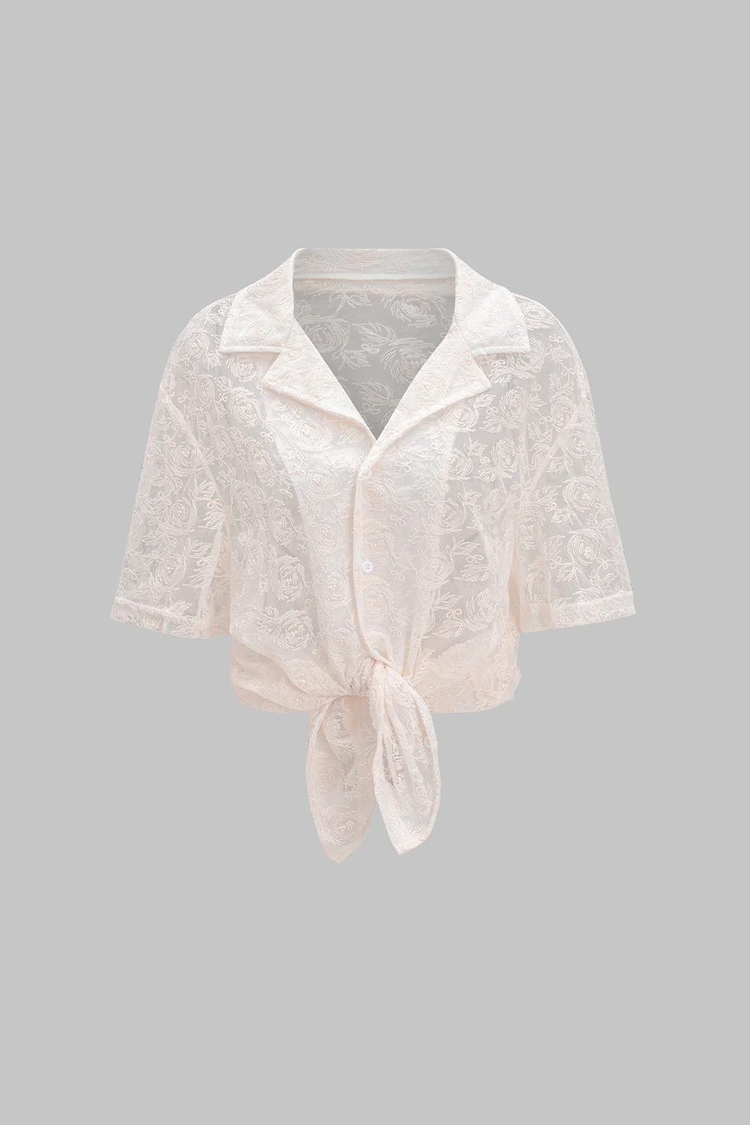 Cut-Out Sheer Lace Short-Sleeve Top