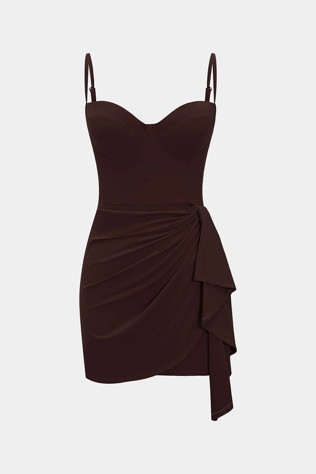 Ruffle Ruched Slip Sleeveless Bustier Mini Dress