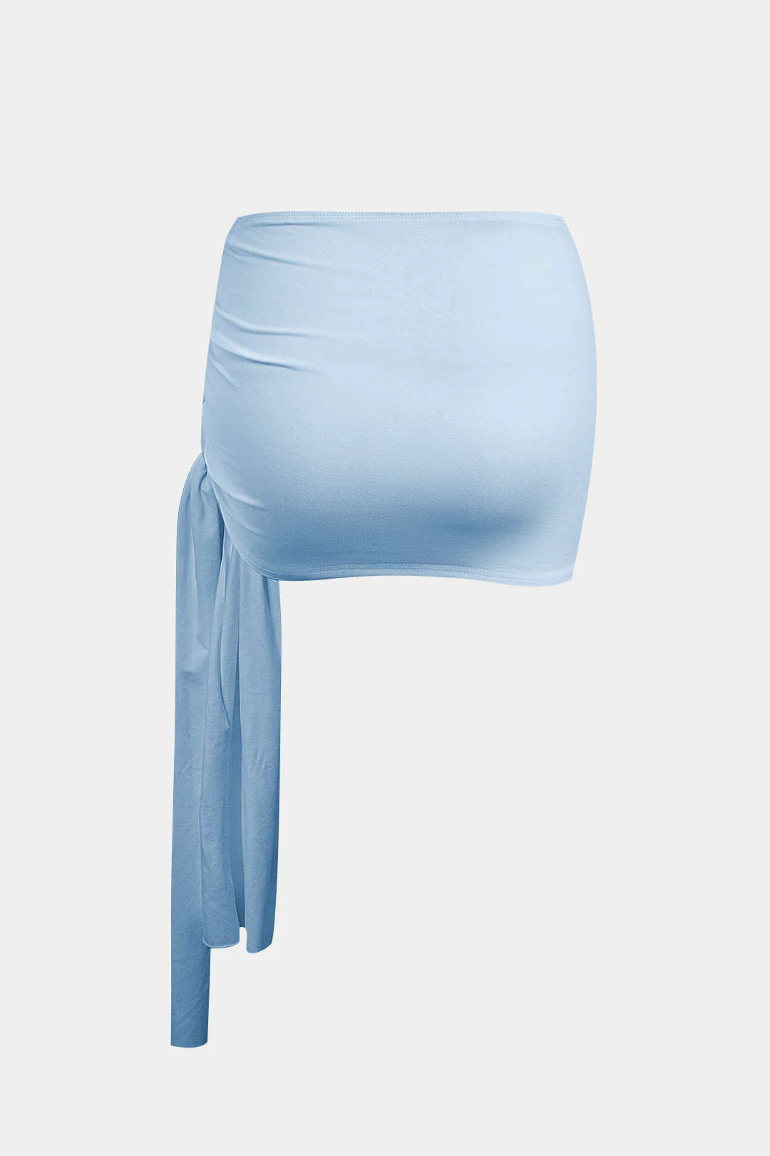 Asymmetrical Ruched Crop Top and Tie Mini Skirt Set