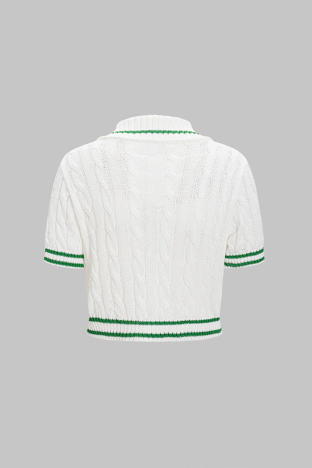 Contrasting Knit Buttoned Short-Sleeve Top