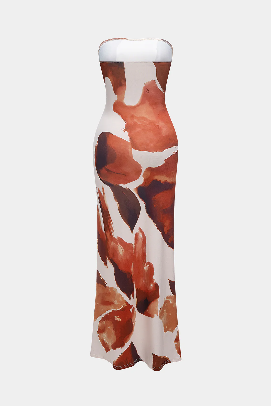 Graffiti Watercolor Floral Print Strapless Sleeveless Maxi Dress