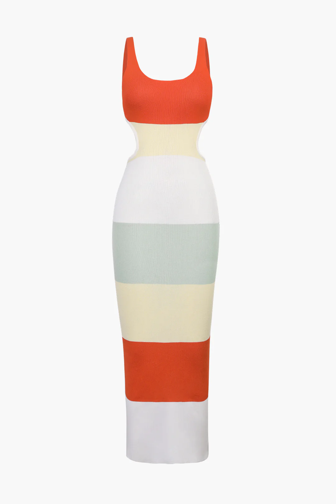 Multicolor Striped Knitted Backless Maxi Dress