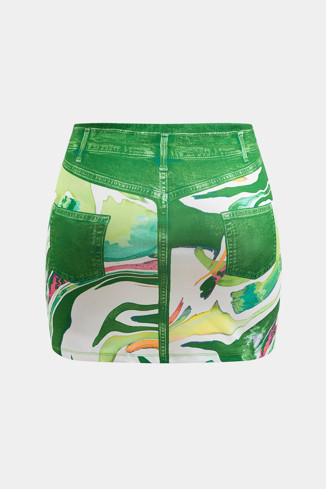 Plus Size Abstract Letter Print Button Pocket Long Sleeve Shirt And Skirt Set