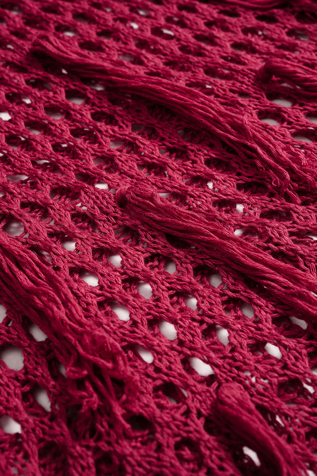 Knit Halter Neck Tie-Back Hollow-Out Fringe Sleeveless Dress