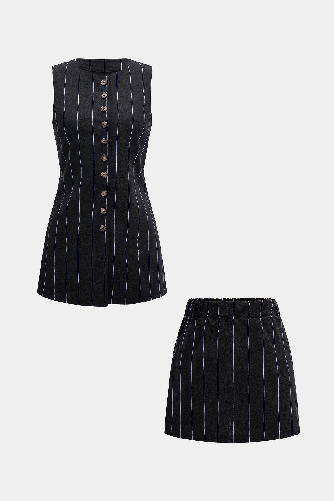 Stripes Print Tie-Up Skirt Set