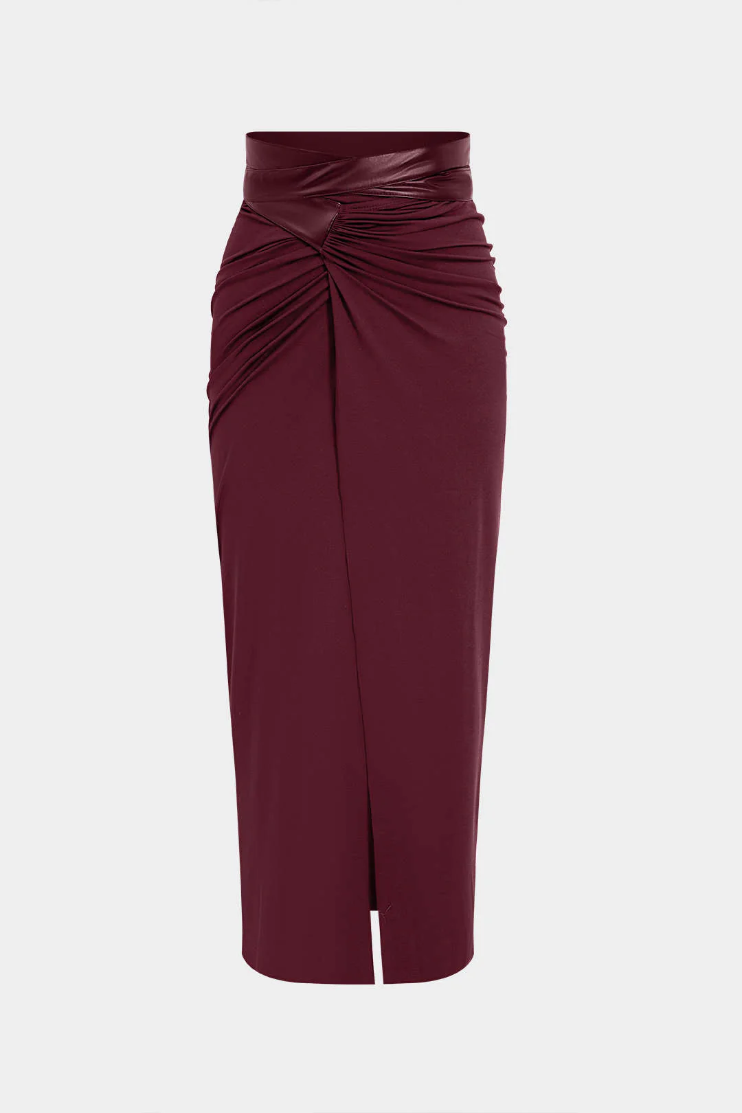 Faux Leather Patchwork Ruffled Skirt