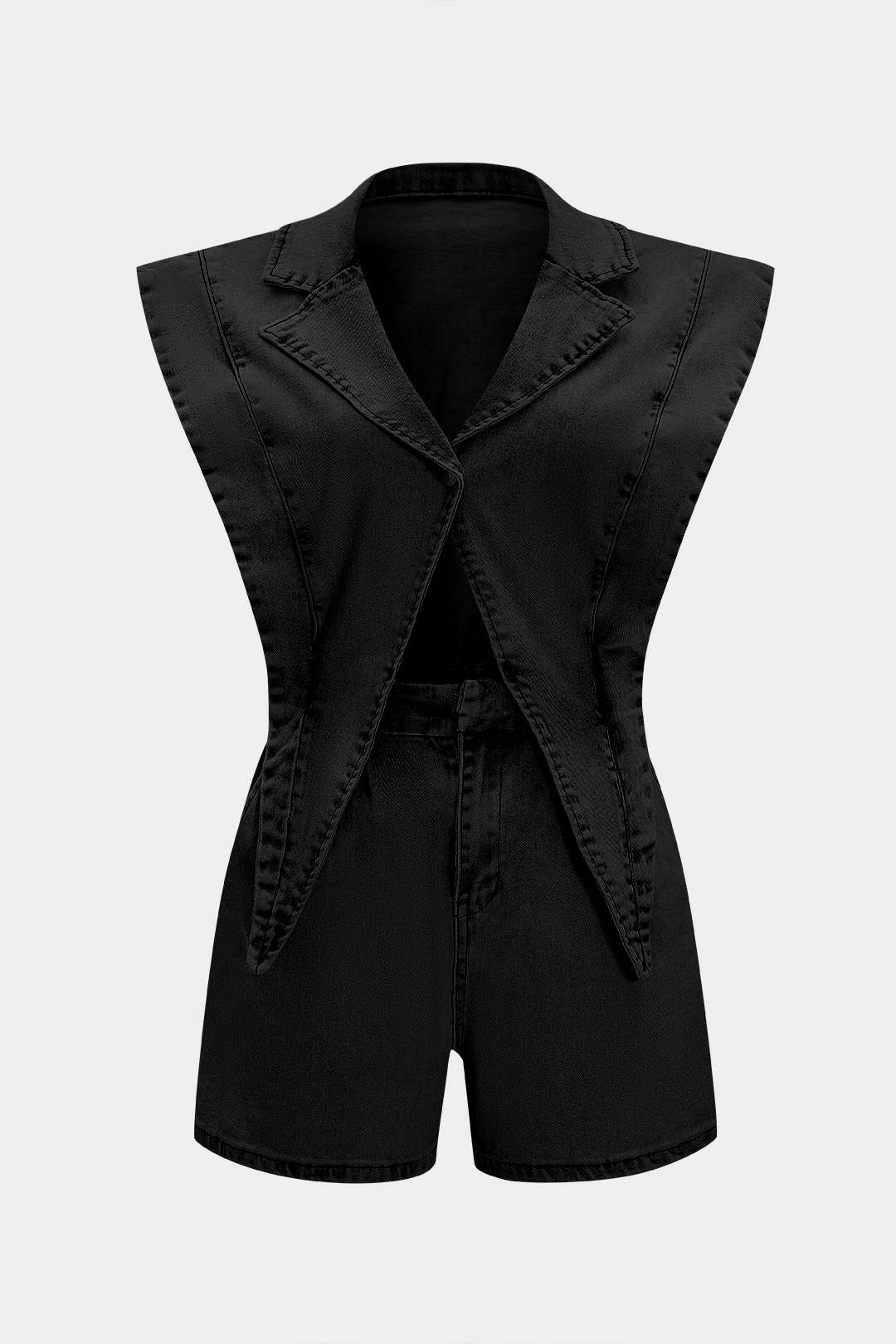 Denim V-Neck Cut Out Jumpsuit