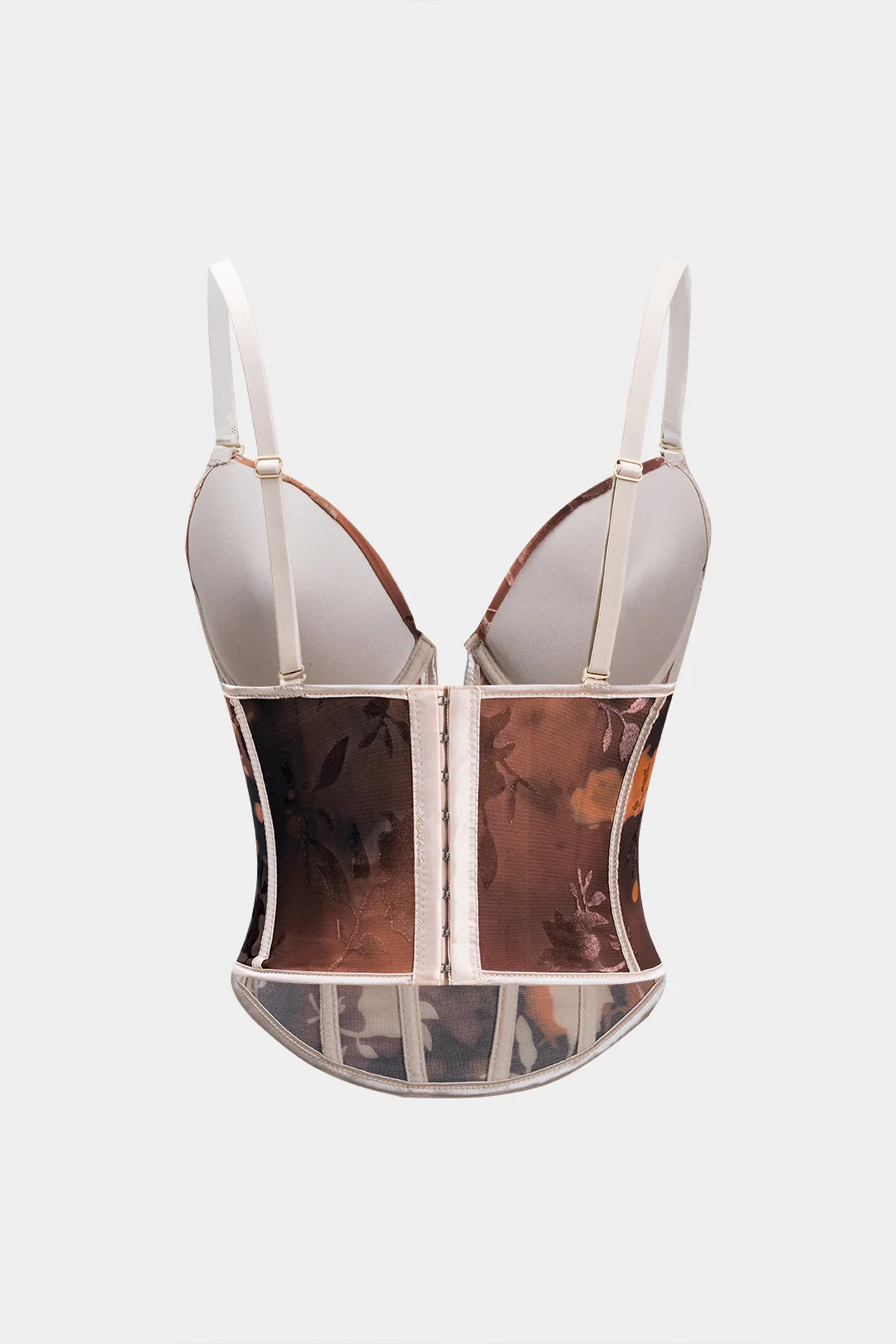 Jacquard Floral Pattern V-Neck Slip Bustier Tank Top