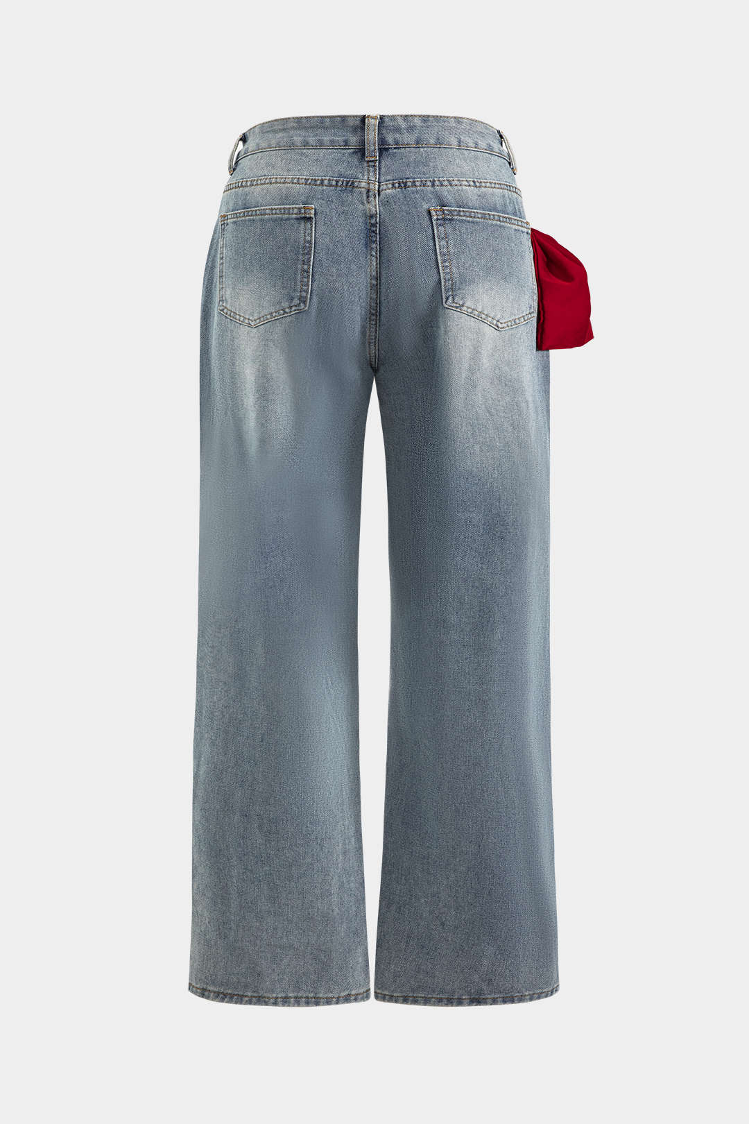 Plus Size Denim Patchwork Zipper Jeans